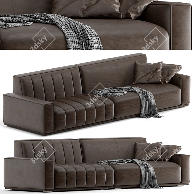 Modern Leather Sofa: Elegant Design 3D model image 1