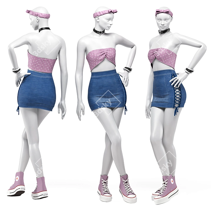 Fashion Mannequin with Clothes Set 3D model image 4