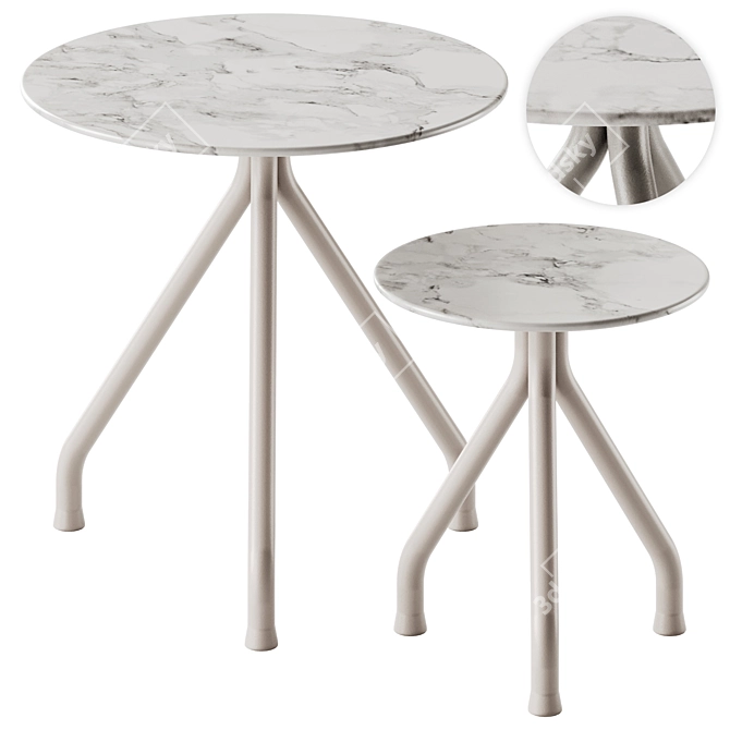 Flexform ACADEMY Aluminium Marble Coffee Tables 3D model image 1