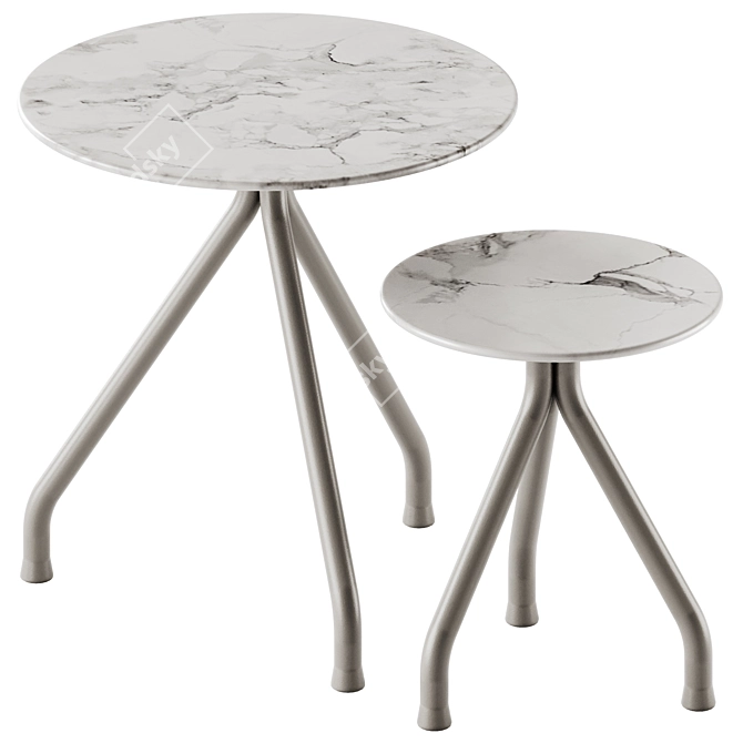 Flexform ACADEMY Aluminium Marble Coffee Tables 3D model image 2