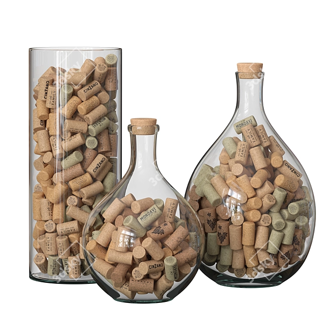 Wine Cork Glass Vessels 3D model image 1