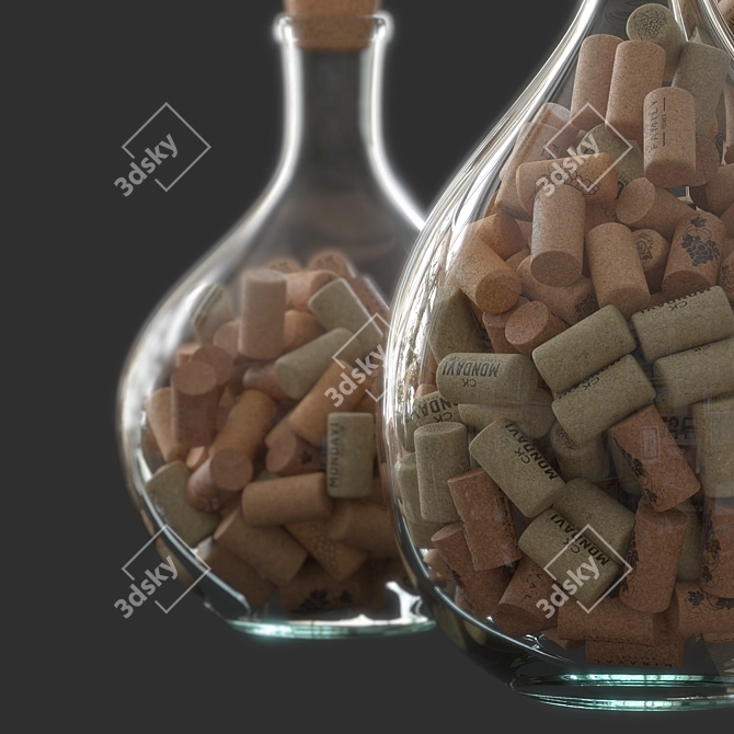 Wine Cork Glass Vessels 3D model image 3