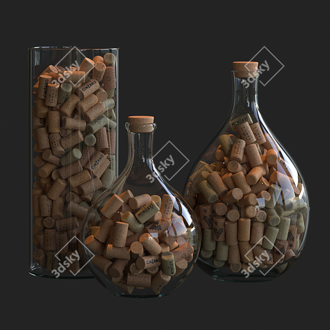 Wine Cork Glass Vessels 3D model image 7