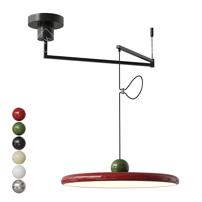 Adjustable Disc Ceiling Lamp 3D model image 1