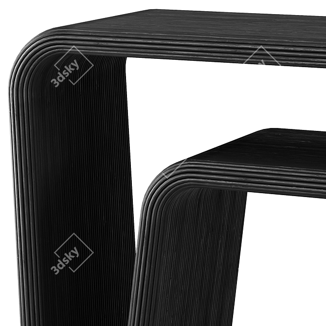 Ebony Woven Rattan Black Console 3D model image 3