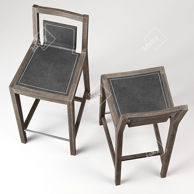 Forma Stools Set with Textures 3D model image 1