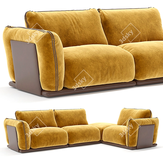 Modern 3-Seater Belfan Ferre Sofa 3D model image 1