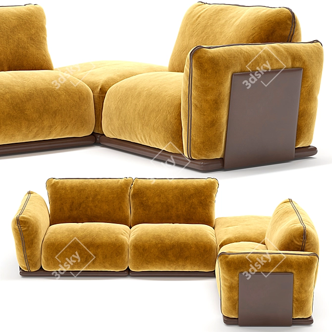 Modern 3-Seater Belfan Ferre Sofa 3D model image 2