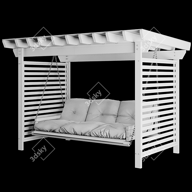 Outdoor Wooden Garden Swing Bench 3D model image 7