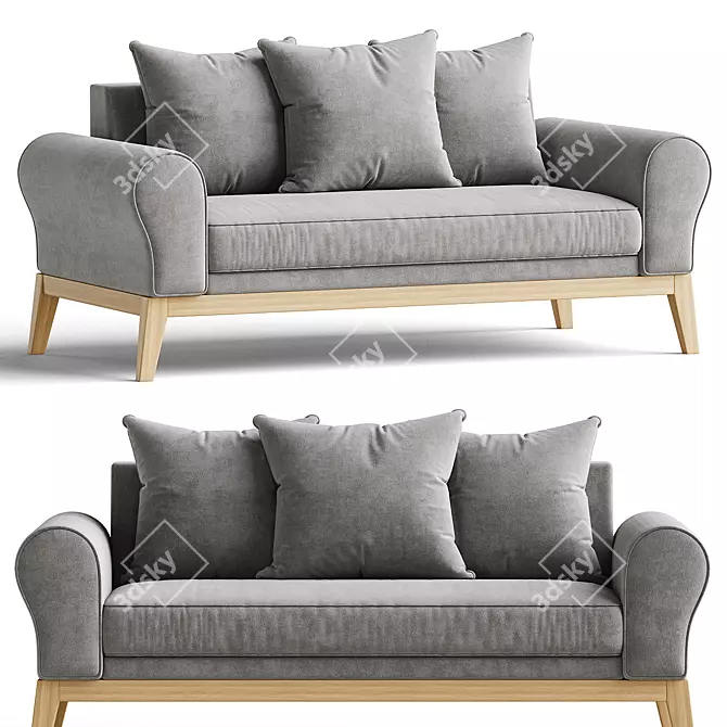 Koro Sofa Velvet Grey Model 3D model image 1