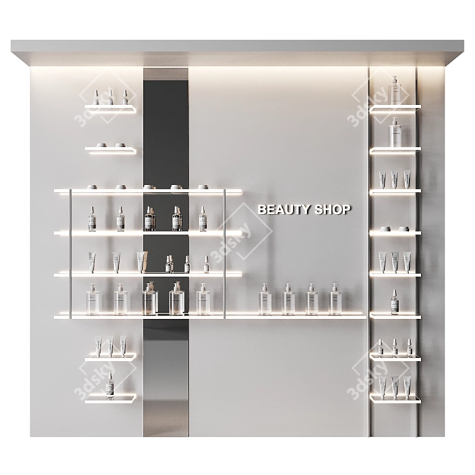 Cosmetics Store Glowing Display Shelves 3D model image 1