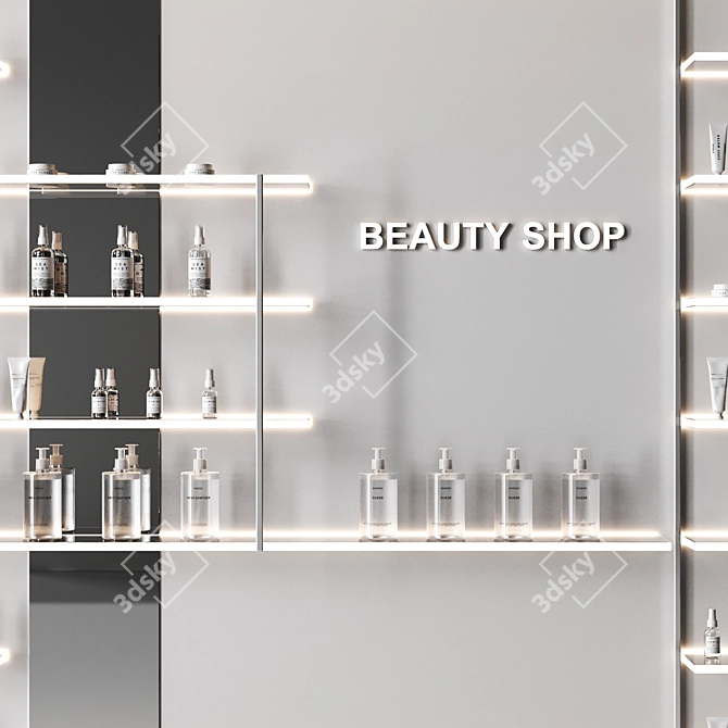 Cosmetics Store Glowing Display Shelves 3D model image 2