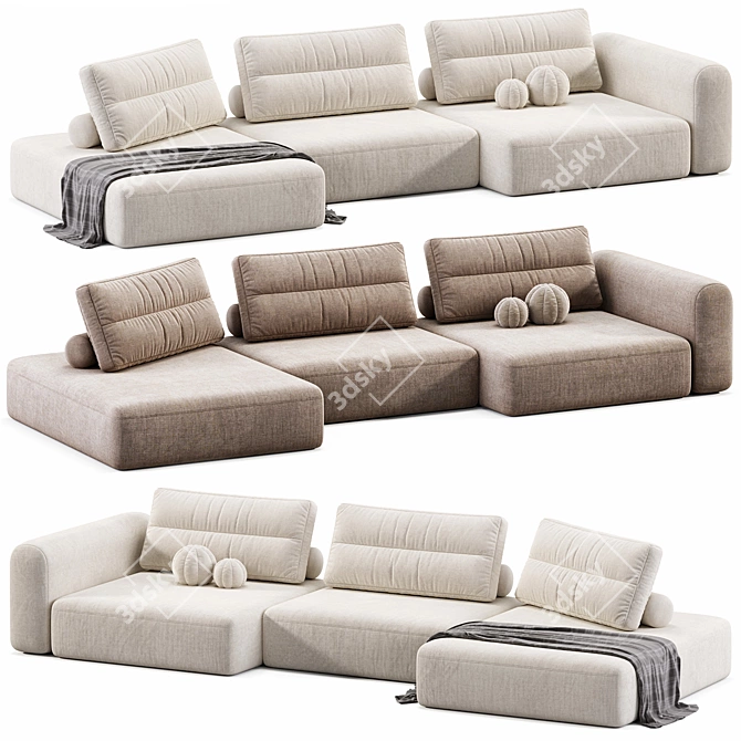 Modern Sectional Fabric Sofa, 2015 3D model image 5