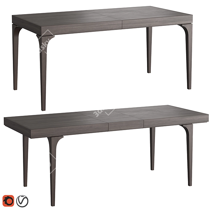 Dantone Home Extendable Bridge Dining Table 3D model image 1