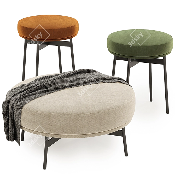 NEUILLY Pouf, Various Sizes & Colors 3D model image 3