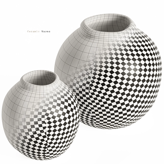 Handmade White Ceramic Vases 3D model image 4