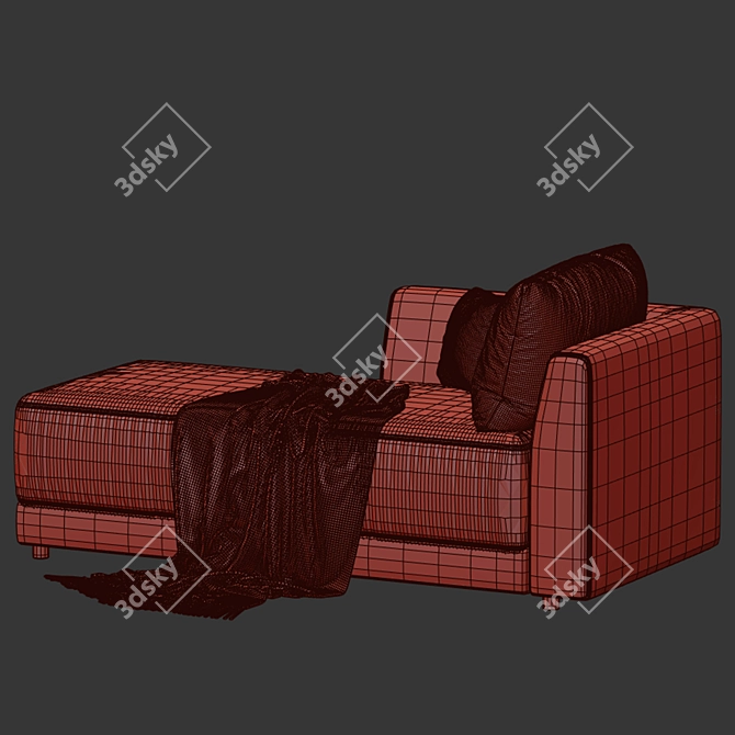 Modern Left Arm Chaise Ensemble 3D model image 4