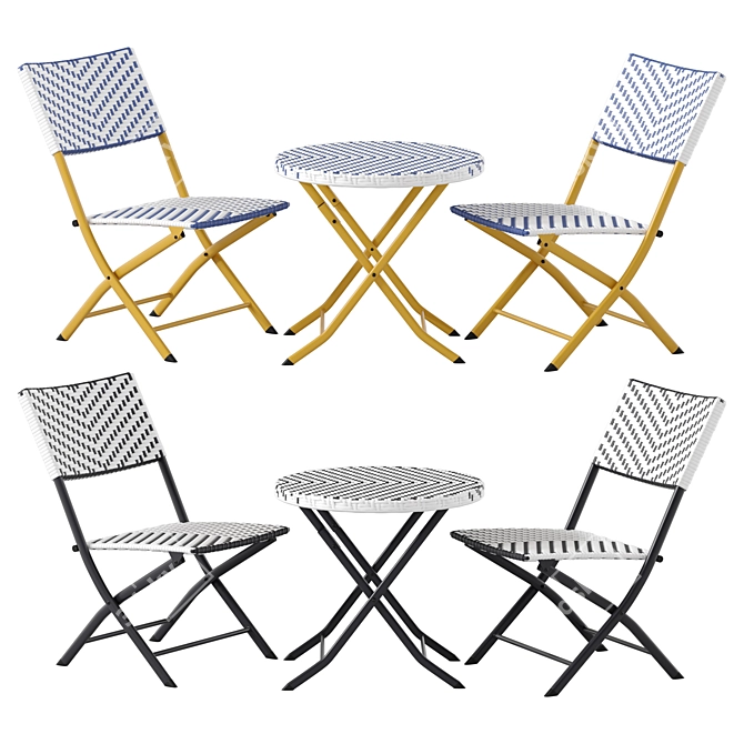 French Bistro Furniture Set 3D model image 1