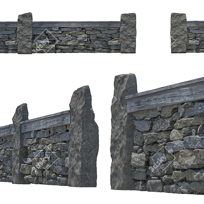 Stone Fence Kit - Detailed 3D Model 3D model image 1