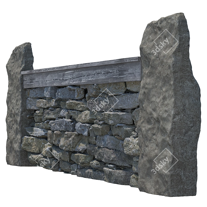 Stone Fence Kit - Detailed 3D Model 3D model image 2