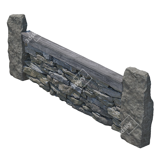 Stone Fence Kit - Detailed 3D Model 3D model image 5