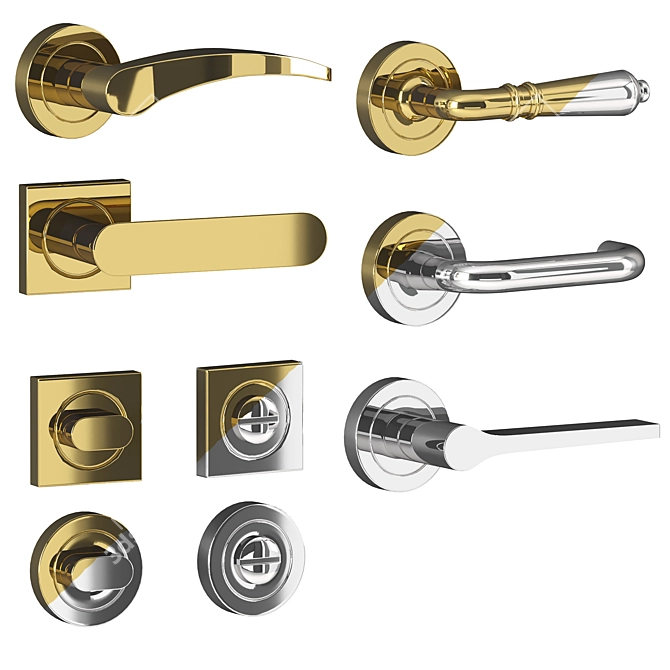 Modern Lever Door Handles Set 3D model image 4