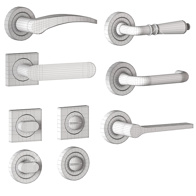 Modern Lever Door Handles Set 3D model image 5