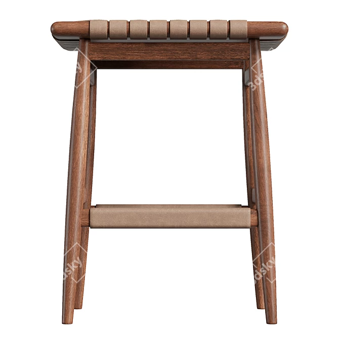 High Solid Wood Leather Stool 3D model image 2