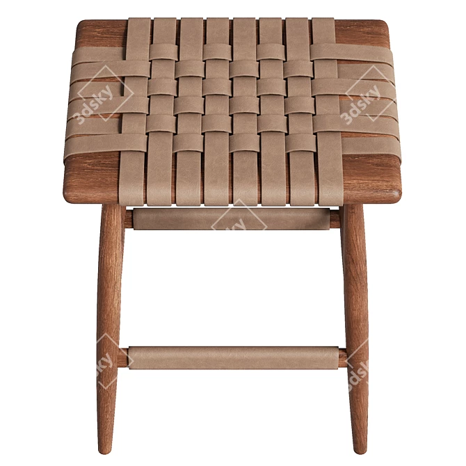 High Solid Wood Leather Stool 3D model image 3