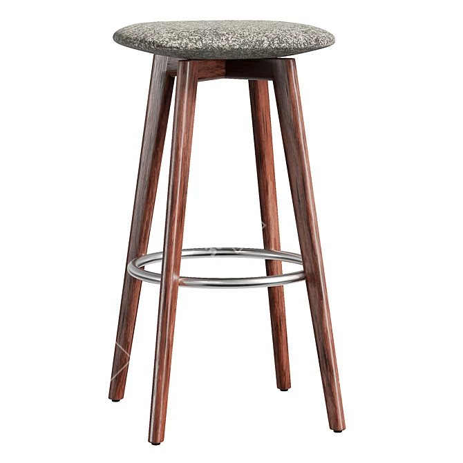 Modern Wooden Stool with Cushion 3D model image 1