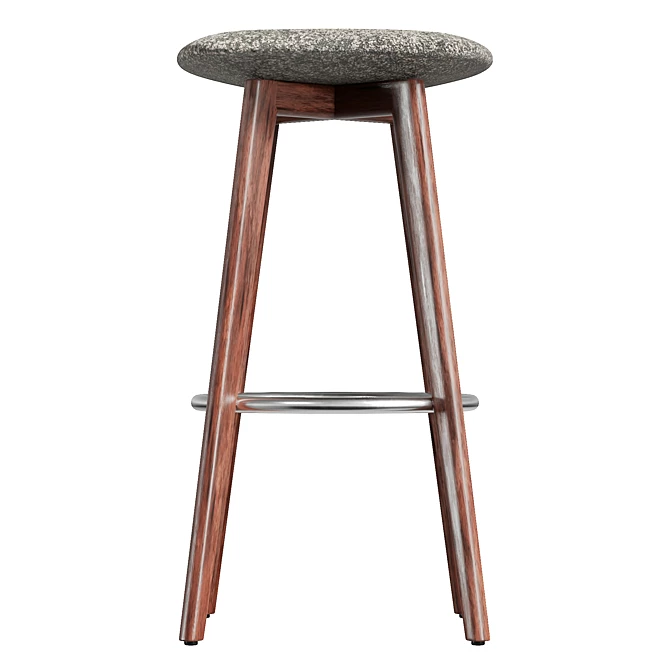 Modern Wooden Stool with Cushion 3D model image 2