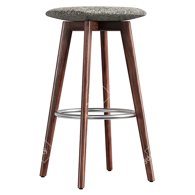 Modern Wooden Stool with Cushion 3D model image 4