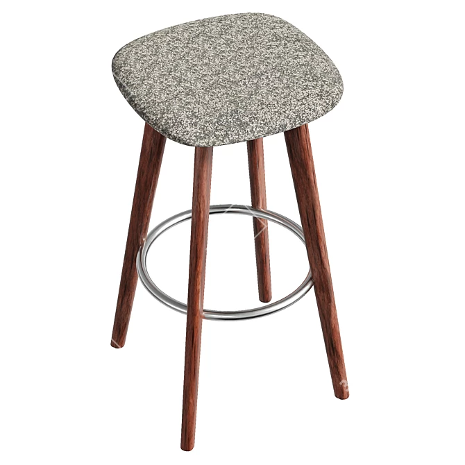 Modern Wooden Stool with Cushion 3D model image 5