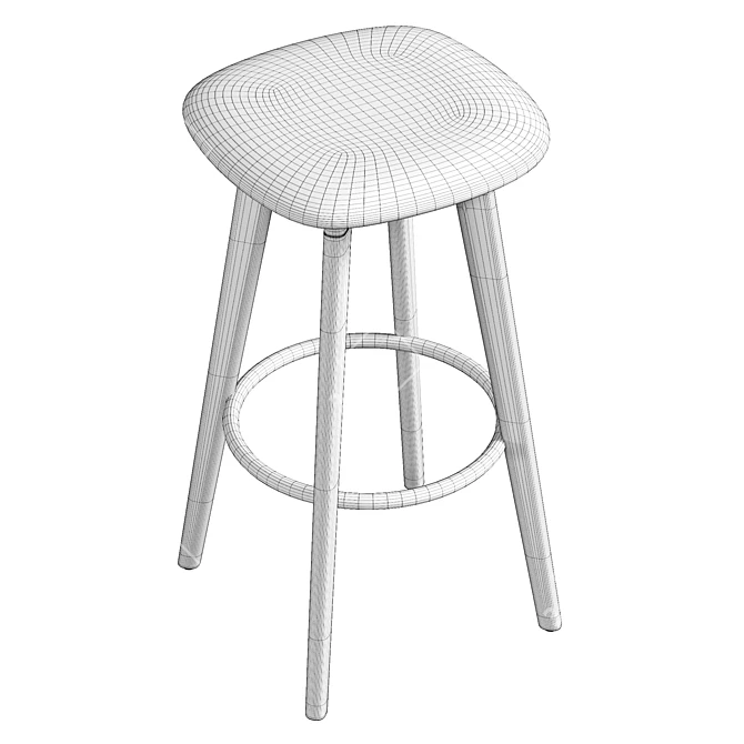 Modern Wooden Stool with Cushion 3D model image 6