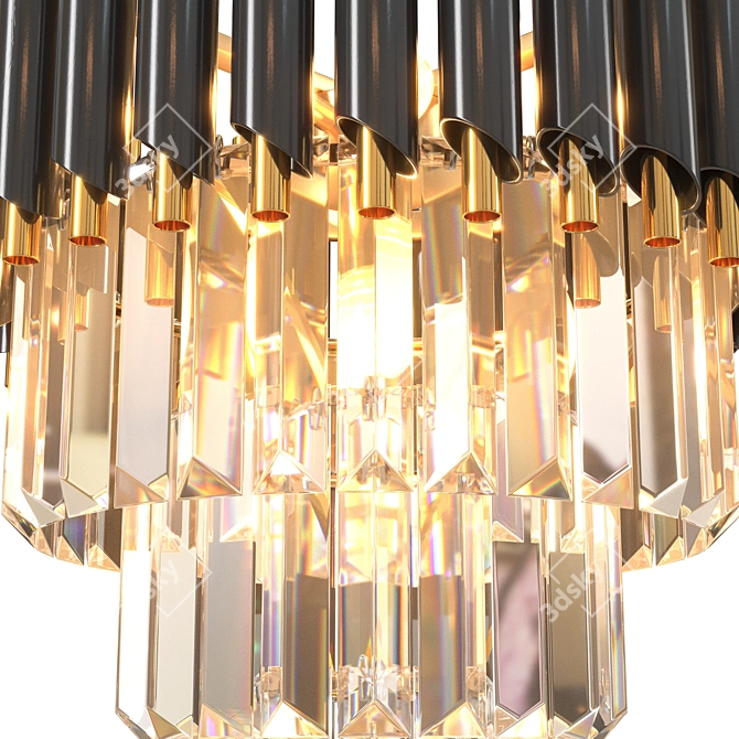 Modern Black Gold Crystal Chandelier 3D model image 6