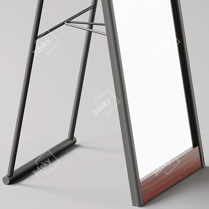 Mid-Century Modern Black Floor Mirror 3D model image 3