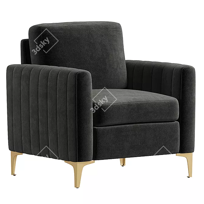 Elegant Montay Upholstered Armchair 3D model image 1