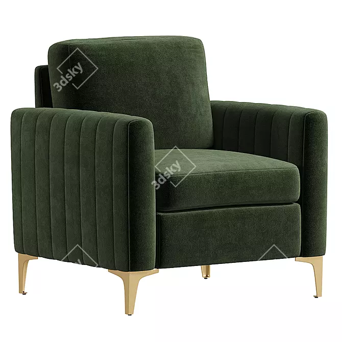 Elegant Montay Upholstered Armchair 3D model image 2