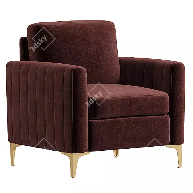 Elegant Montay Upholstered Armchair 3D model image 3