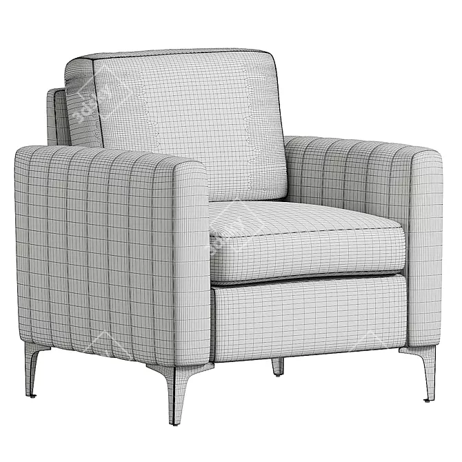 Elegant Montay Upholstered Armchair 3D model image 4