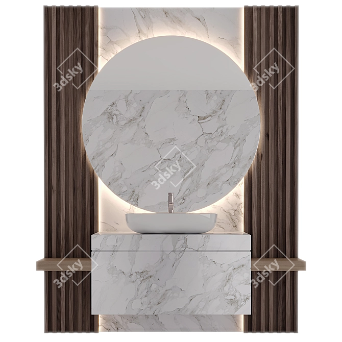 Stone and Wood Bathroom Furniture 3D model image 1