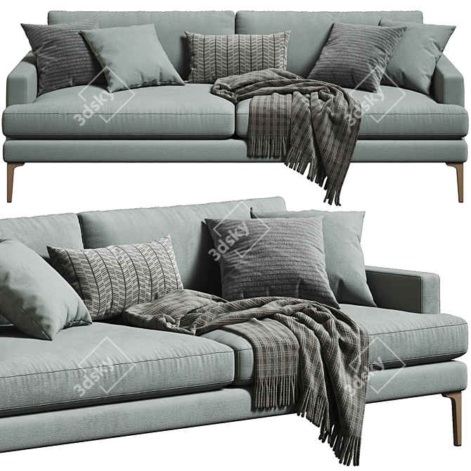 Modern Andes 2-Seat Sofa 3D model image 2