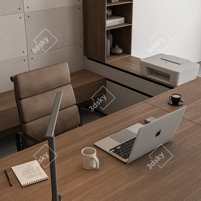 Executive Boss Desk 525 3D model image 2