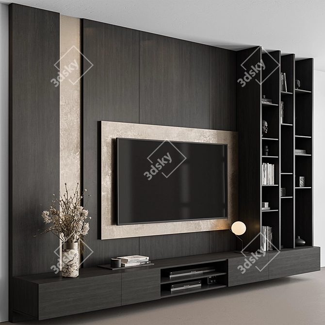  Rustic TV Wall Unit Set 3D model image 1