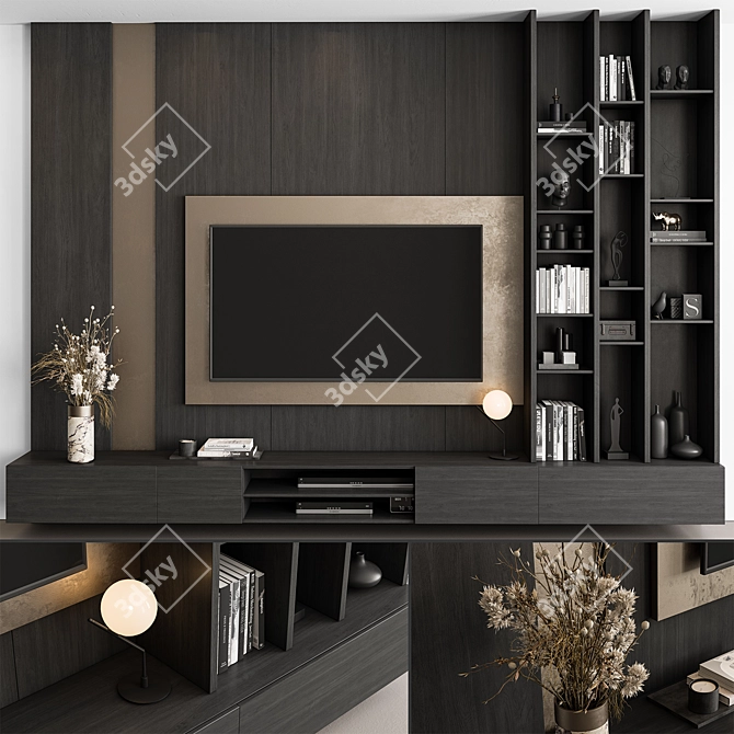  Rustic TV Wall Unit Set 3D model image 4