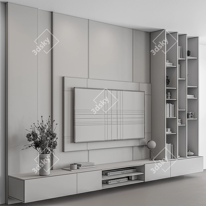  Rustic TV Wall Unit Set 3D model image 5