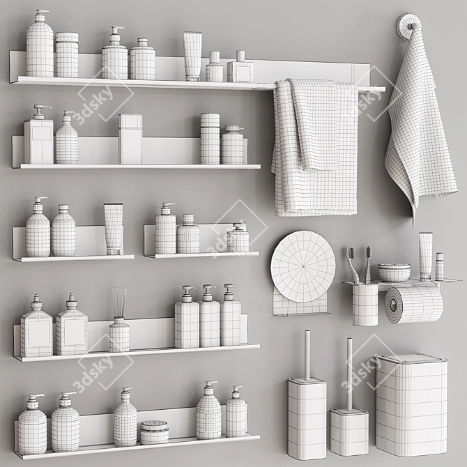  Elegant Bathroom Accessories Set 3D model image 7