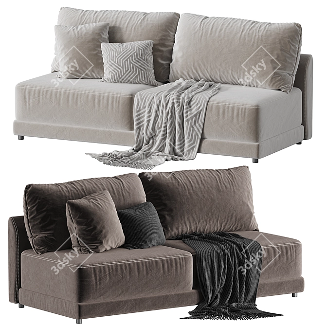 Modern Armless Loveseat Furniture Gathering 3D model image 2