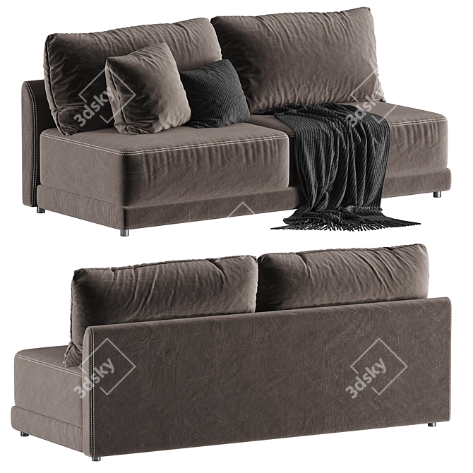 Modern Armless Loveseat Furniture Gathering 3D model image 3