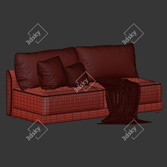 Modern Armless Loveseat Furniture Gathering 3D model image 4